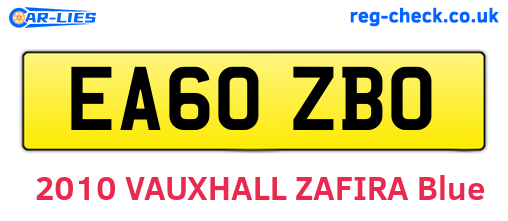 EA60ZBO are the vehicle registration plates.