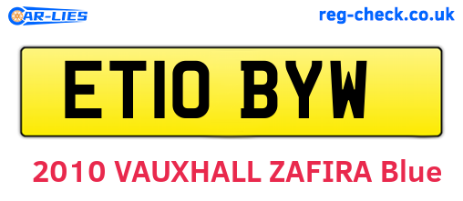 ET10BYW are the vehicle registration plates.