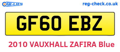 GF60EBZ are the vehicle registration plates.