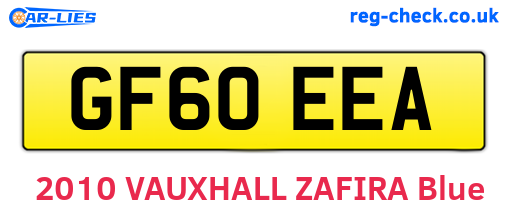 GF60EEA are the vehicle registration plates.