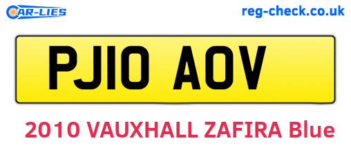 PJ10AOV are the vehicle registration plates.