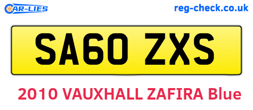 SA60ZXS are the vehicle registration plates.