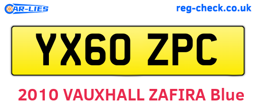 YX60ZPC are the vehicle registration plates.
