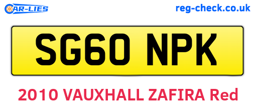 SG60NPK are the vehicle registration plates.