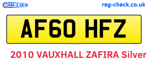 AF60HFZ are the vehicle registration plates.