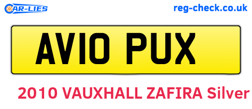 AV10PUX are the vehicle registration plates.