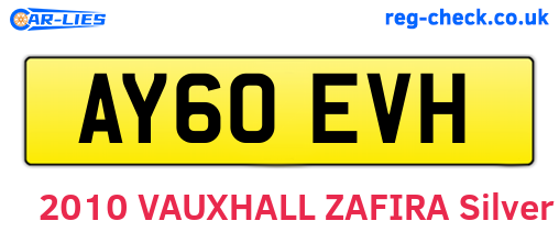 AY60EVH are the vehicle registration plates.
