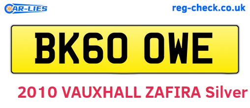 BK60OWE are the vehicle registration plates.