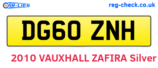 DG60ZNH are the vehicle registration plates.