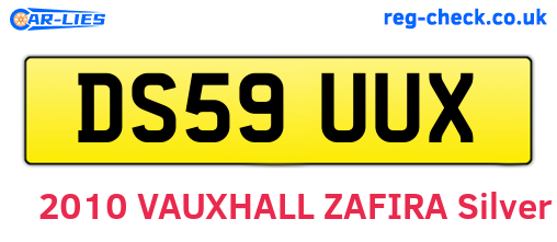 DS59UUX are the vehicle registration plates.