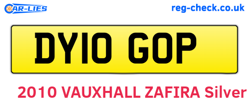 DY10GOP are the vehicle registration plates.