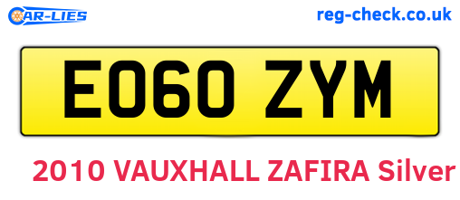 EO60ZYM are the vehicle registration plates.