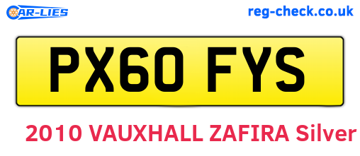 PX60FYS are the vehicle registration plates.