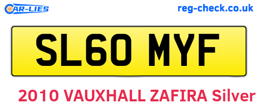 SL60MYF are the vehicle registration plates.