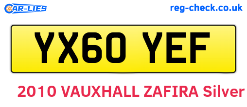 YX60YEF are the vehicle registration plates.