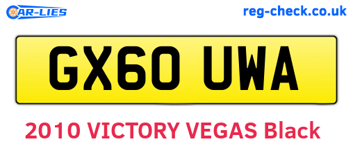 GX60UWA are the vehicle registration plates.