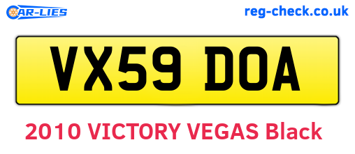 VX59DOA are the vehicle registration plates.