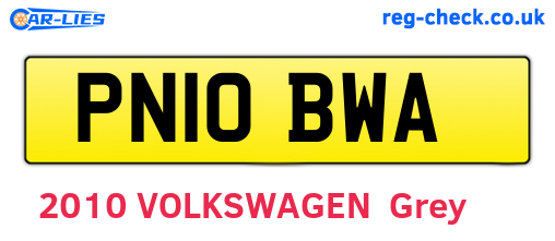 PN10BWA are the vehicle registration plates.
