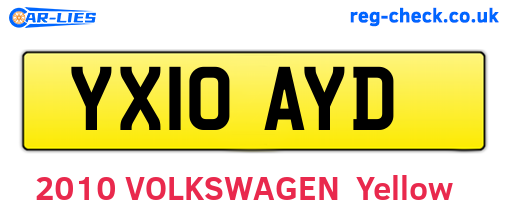 YX10AYD are the vehicle registration plates.