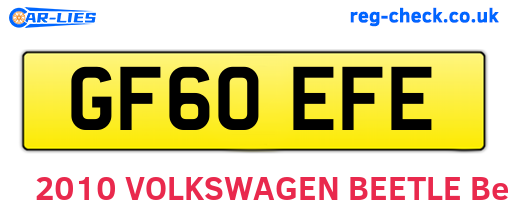 GF60EFE are the vehicle registration plates.