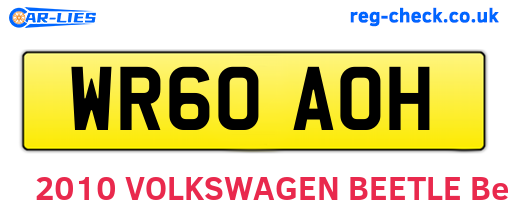 WR60AOH are the vehicle registration plates.