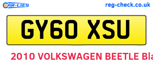 GY60XSU are the vehicle registration plates.