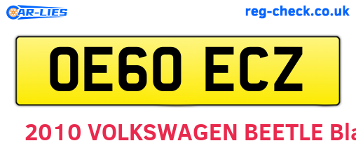 OE60ECZ are the vehicle registration plates.