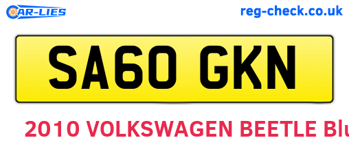 SA60GKN are the vehicle registration plates.
