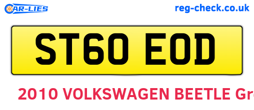 ST60EOD are the vehicle registration plates.