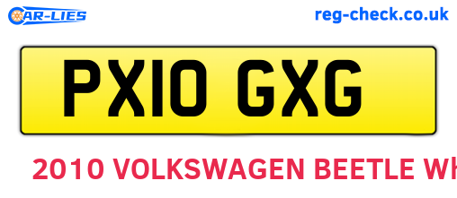 PX10GXG are the vehicle registration plates.