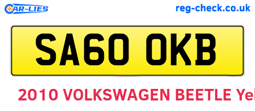 SA60OKB are the vehicle registration plates.