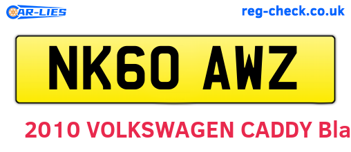 NK60AWZ are the vehicle registration plates.