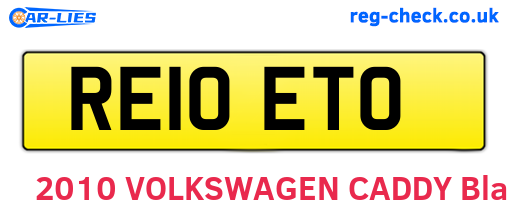 RE10ETO are the vehicle registration plates.