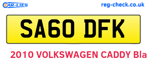 SA60DFK are the vehicle registration plates.