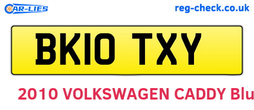BK10TXY are the vehicle registration plates.