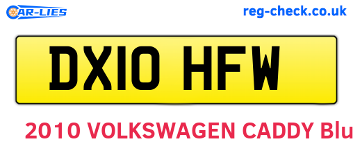 DX10HFW are the vehicle registration plates.