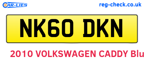 NK60DKN are the vehicle registration plates.