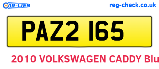 PAZ2165 are the vehicle registration plates.