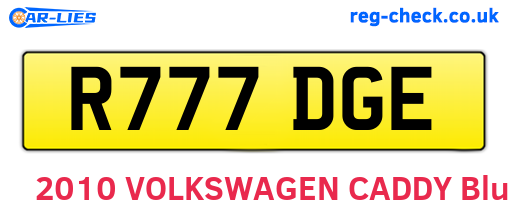 R777DGE are the vehicle registration plates.