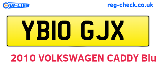 YB10GJX are the vehicle registration plates.