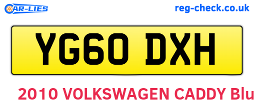 YG60DXH are the vehicle registration plates.