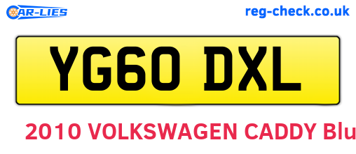 YG60DXL are the vehicle registration plates.