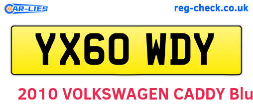 YX60WDY are the vehicle registration plates.