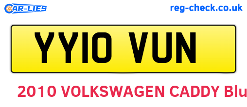 YY10VUN are the vehicle registration plates.