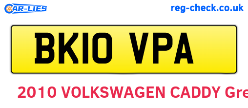 BK10VPA are the vehicle registration plates.