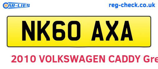 NK60AXA are the vehicle registration plates.