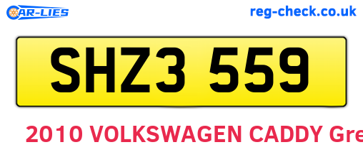 SHZ3559 are the vehicle registration plates.