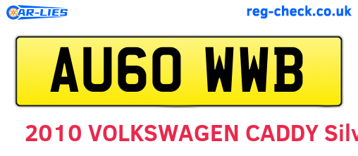 AU60WWB are the vehicle registration plates.