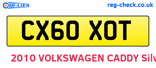 CX60XOT are the vehicle registration plates.