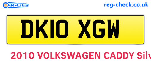 DK10XGW are the vehicle registration plates.